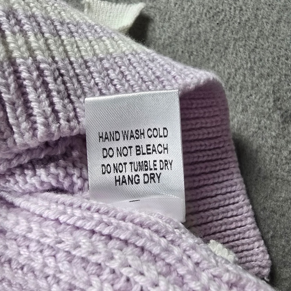 Day + Moon Lavender Cable Knit Sweater Vest Side Bow Ties V-Neck Large A2943 - Picture 5 of 8